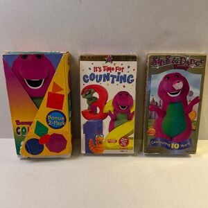 Barney & Friends 3 VHS Tape Lot-Colors Shapes, Counting, Sing & Dance White Tape
